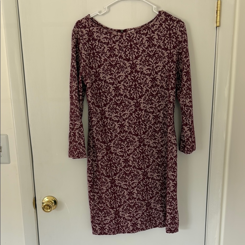 Elegant Burgundy Patterned Dress